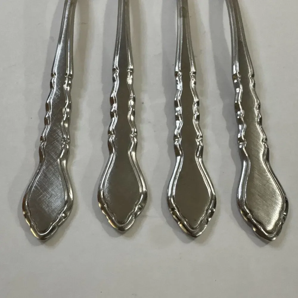 4 Vintage MCM Cocktail Forks - Estia ESI14 - 6” - Stainless Steel